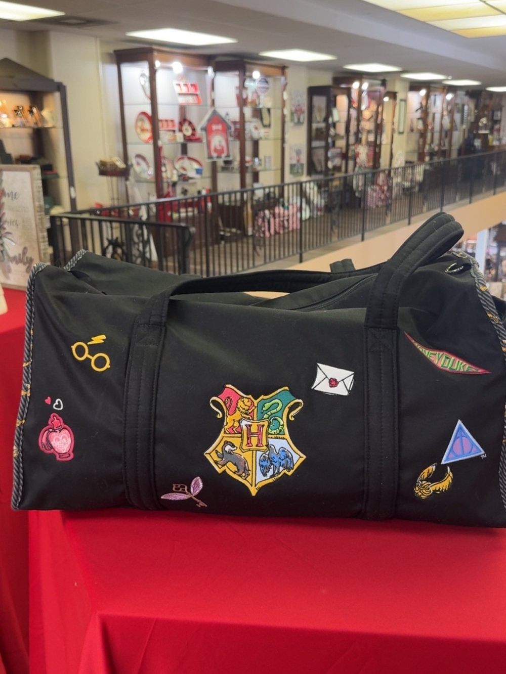Vera Bradley Black Duffel Bag with Hogwarts Crest Embroidery